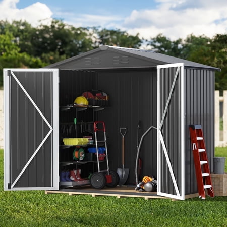 Dextrus 6x4 FT Outdoor Storage Shed, Large Metal Tool Sheds, Heavy Duty Storage House with Lockable Doors & Air Vent for Backyard Patio Lawn