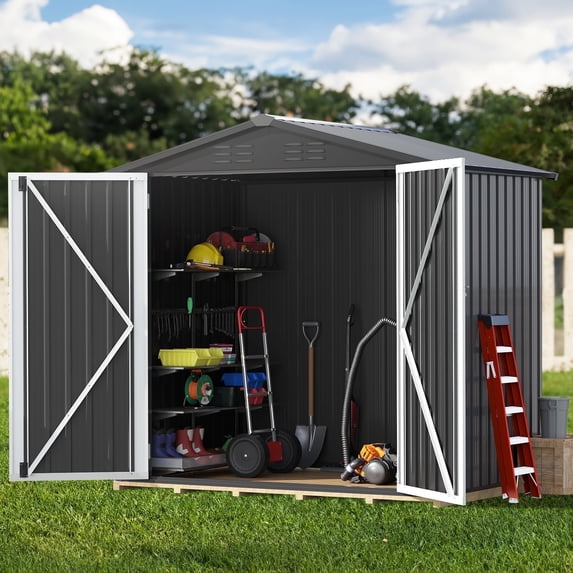 Dextrus 6x4 FT Outdoor Storage Shed, Large Metal Tool Sheds, Heavy Duty Storage House with Lockable Doors & Air Vent for Backyard Patio Lawn