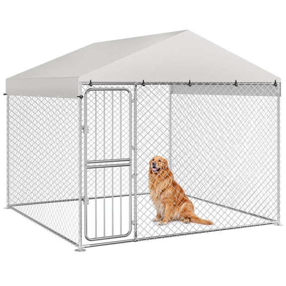 Dextrus 7.55 x 7.55 ft ( 90.55" x 90.55" x 79.52" ) Outdoor Dog Kennel Outside Large Heavy Duty Shade Dog Pen Playpen Pet Dog Enclosure Crate Dog Run House with UV & Waterproof Cover