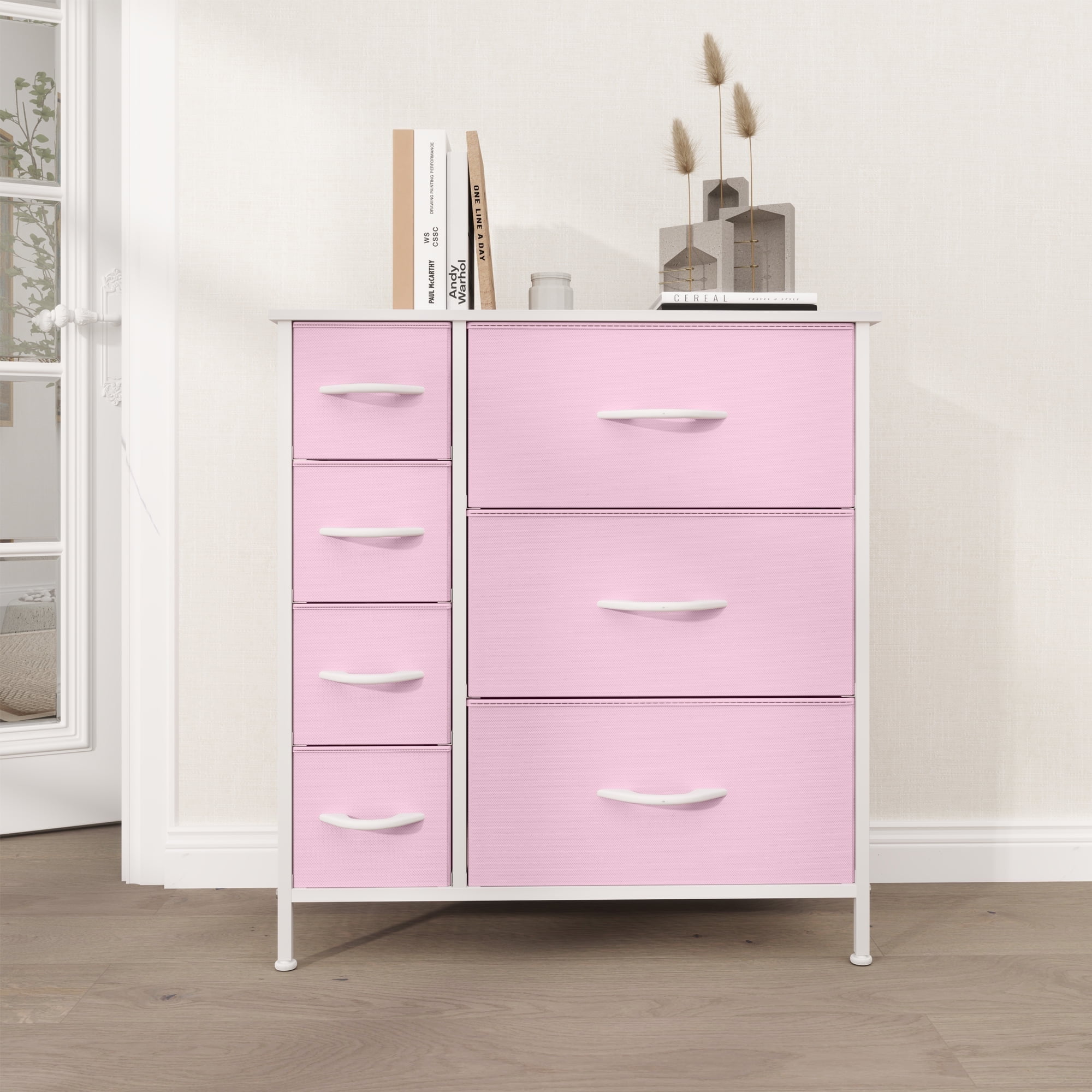 pink dresser walmart Frmobepts Pink Dresser, Chest of Drawers, Modern 6 Drawer Double Dressers with Deep Drawers, Wide Storage Organizer Cabinet for Living Room, Hallway