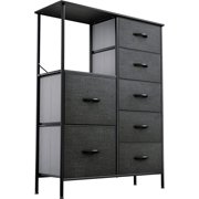 DEXTRUS 7-Drawer Fabric Dresser for Bedroom, Storage with Steel Frame & Wooden Top, Light Gray