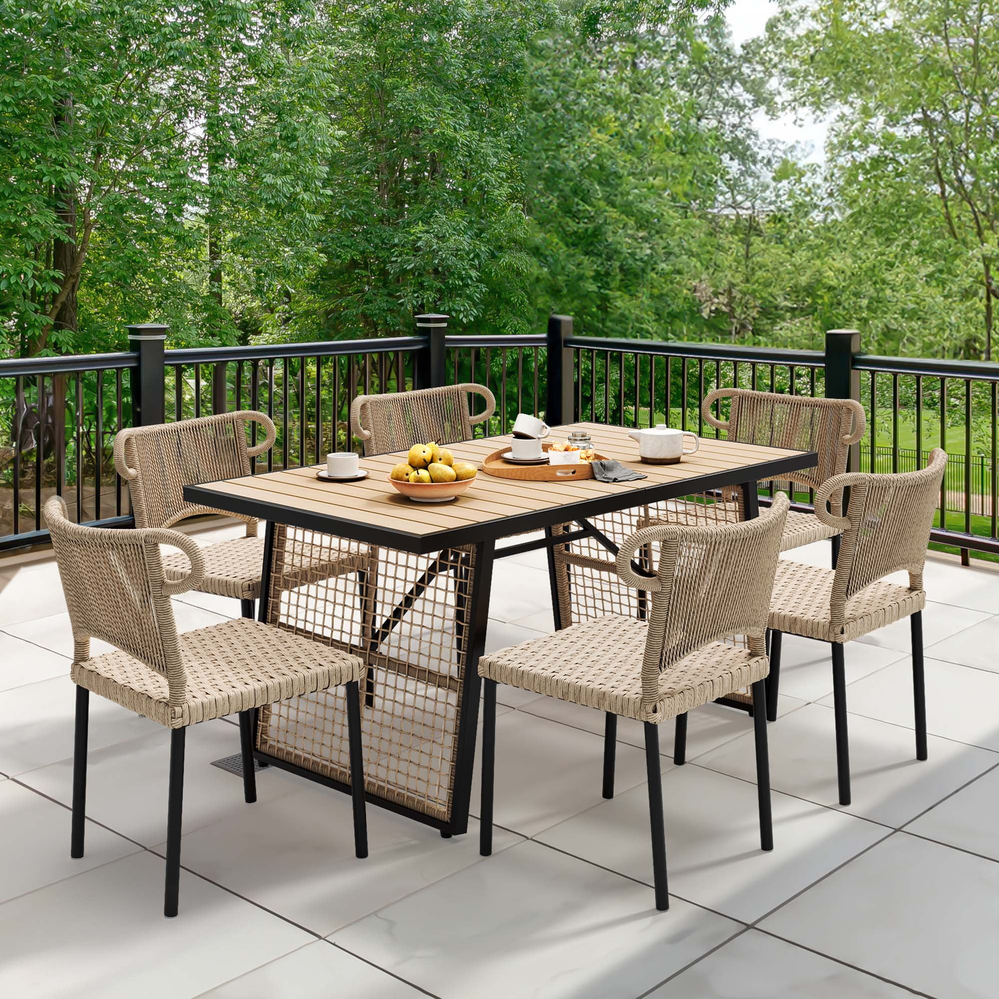 Rattan rectangular dining set discount