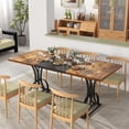 thumbnail image 1 of Dextrus 70.3" Solid Wood Dinner Table for 6-8 Person, Rectangular Rustic Farmhouse Kitchen Table for Gathering, Meeting, Office Kitchen, Dining Living Room - Brown & Black, 1 of 11
