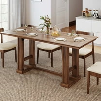 Dextrus 70" Dining Table for 6–8 People, Farmhouse Rectangular Kitchen Table with Thick Base for Dining Room, Living Room, and Kitchen, Dark Walnut