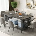 thumbnail image 1 of Dextrus 70" Dining Table for 6-8 People, Industrial Rectangular Wood Kitchen Table with Storage for Dining Room,Kitchen, Home & Office - Gray & Black, 1 of 8