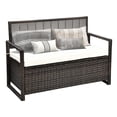 thumbnail image 1 of Dextrus 70 Gallon Outdoor PE Rattan Storage Bench Deck Box With Cushions ,Seat Box for Patio Furniture - Brown, 1 of 8