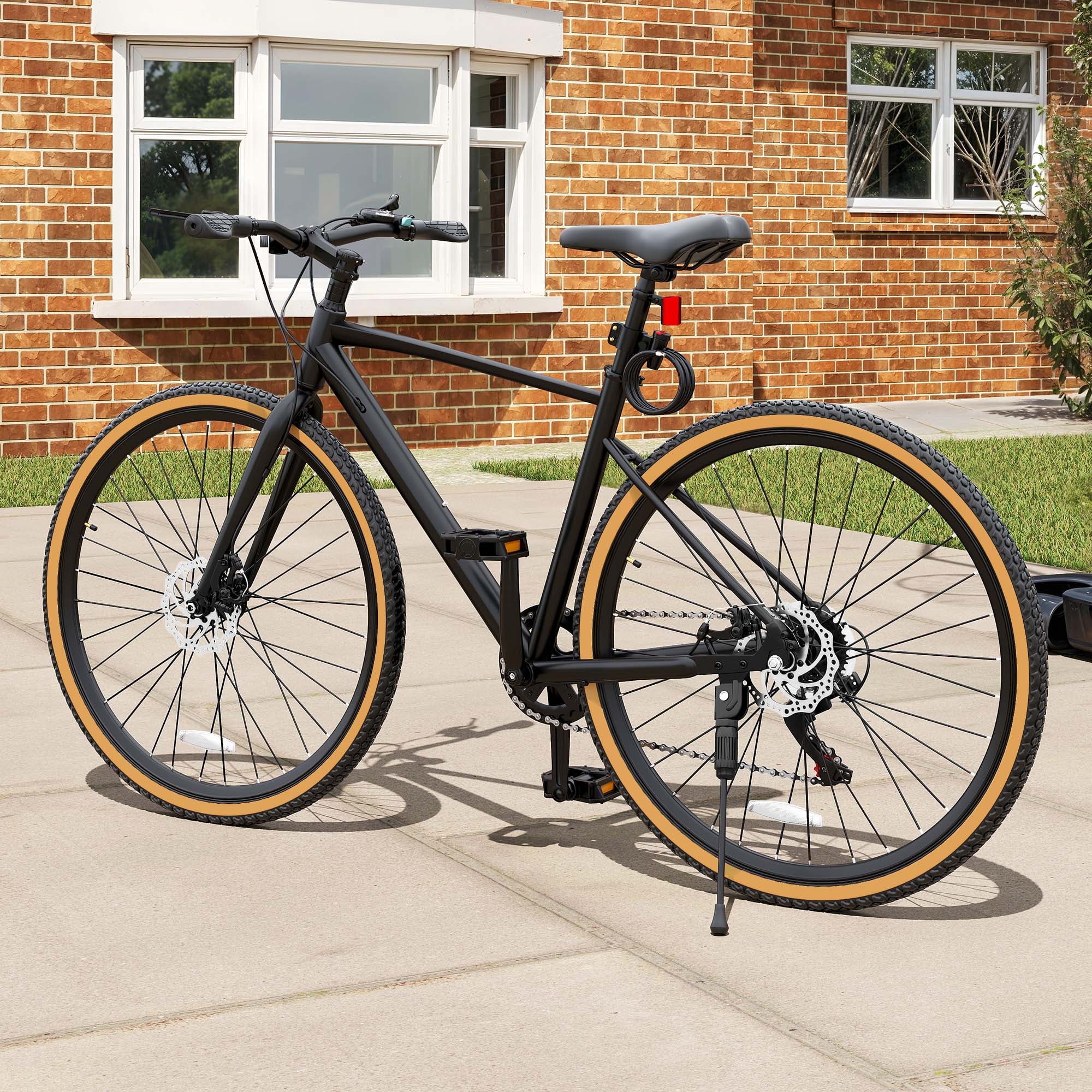 BALDOR シティサイクル ブラック 700C Dextrus 700C Hybrid Bike, 28 Inch Wheels, 7 Speeds Aluminum
