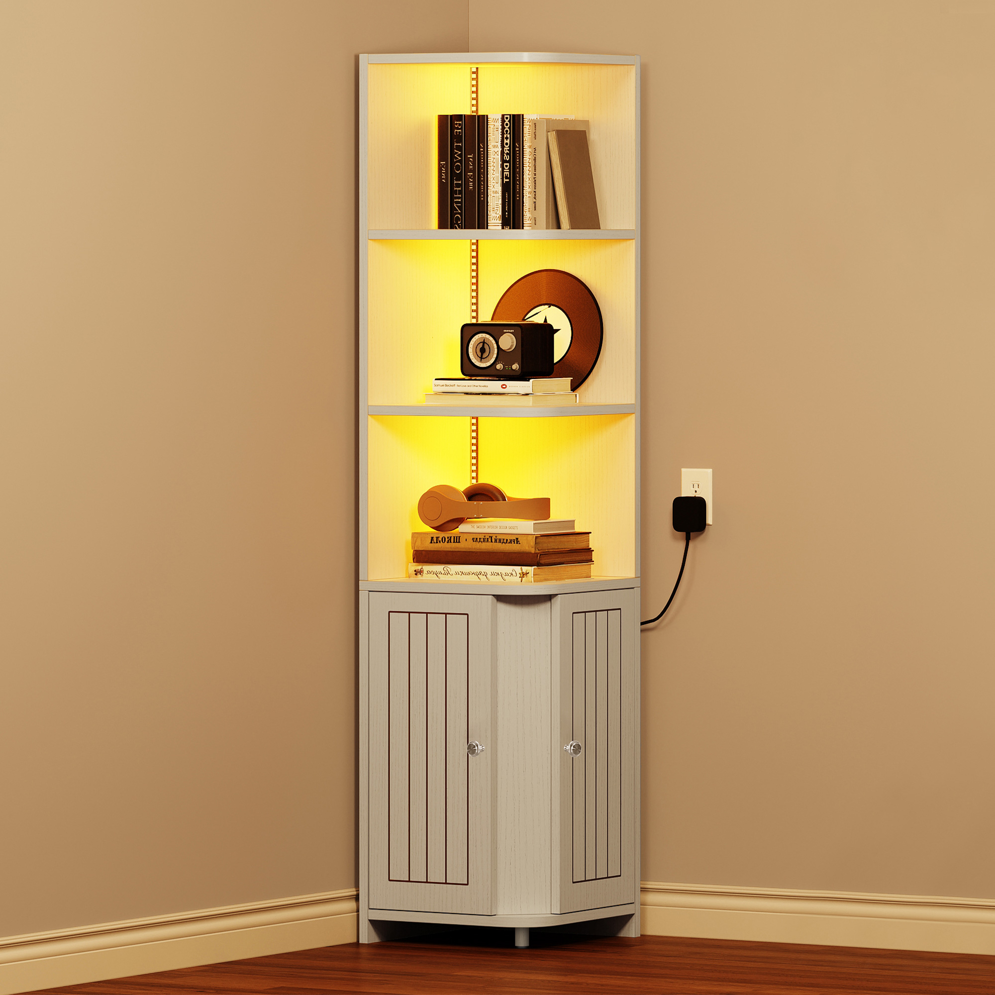 Dextrus 71.1“ Corner with LED Lights, Tall Corner Storage