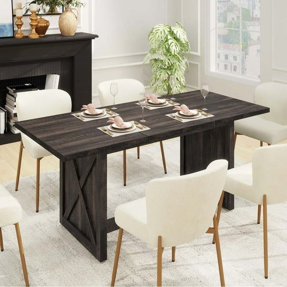 Dextrus 71 inch Modern Farmhouse Dining Table for 6 to 8, Rectangular Rustic Oak Wood Kitchen, Dining, Breakfast Table
