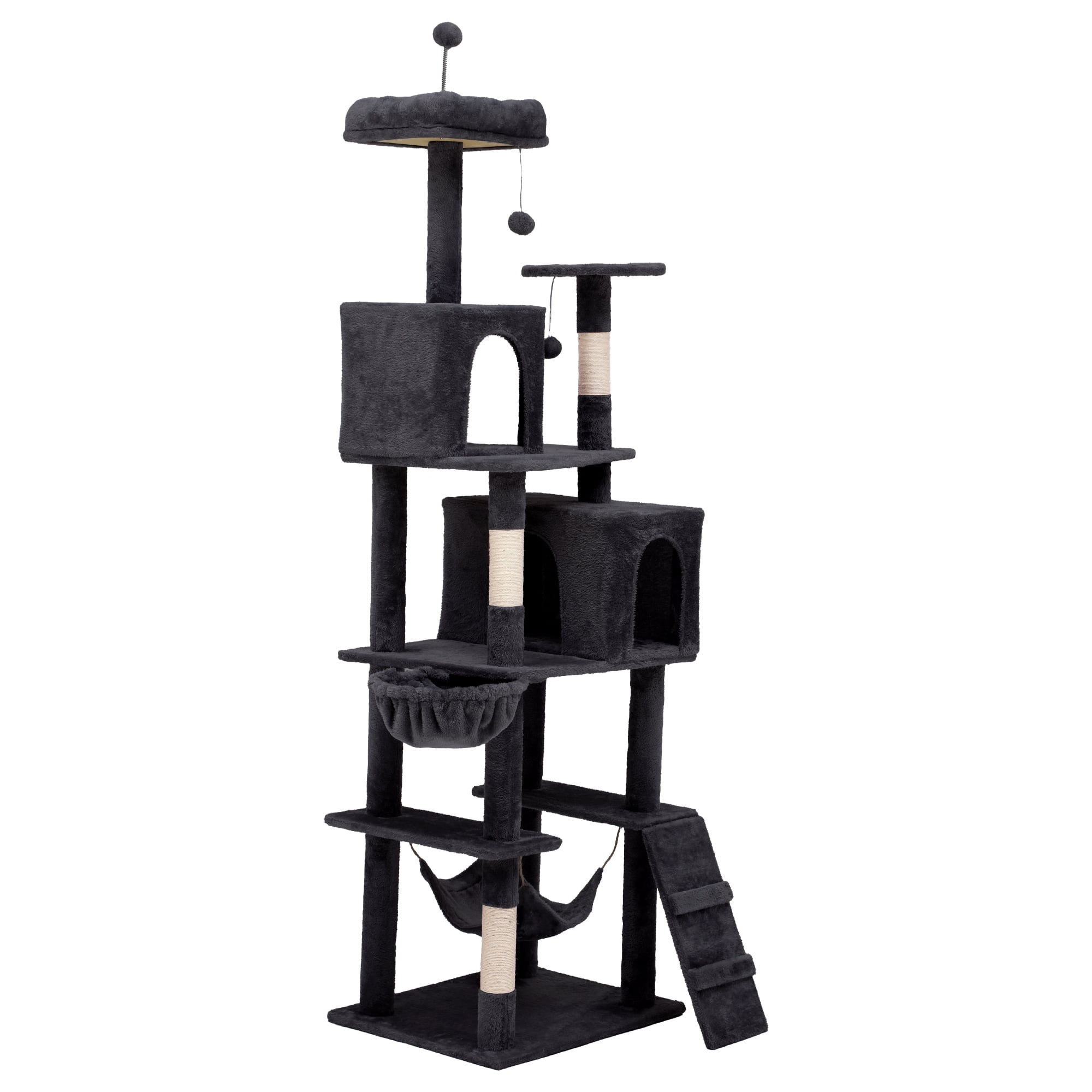 Dark Gray 75" Multi-Level Cat Tower with Sisal Posts