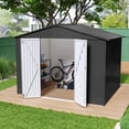 thumbnail image 1 of Dextrus 7x5ft Weatherproof Metal Storage Shed, Lockable Ventilated Outdoor Tool Shed for Backyard Patio Lawn, Black, 1 of 10