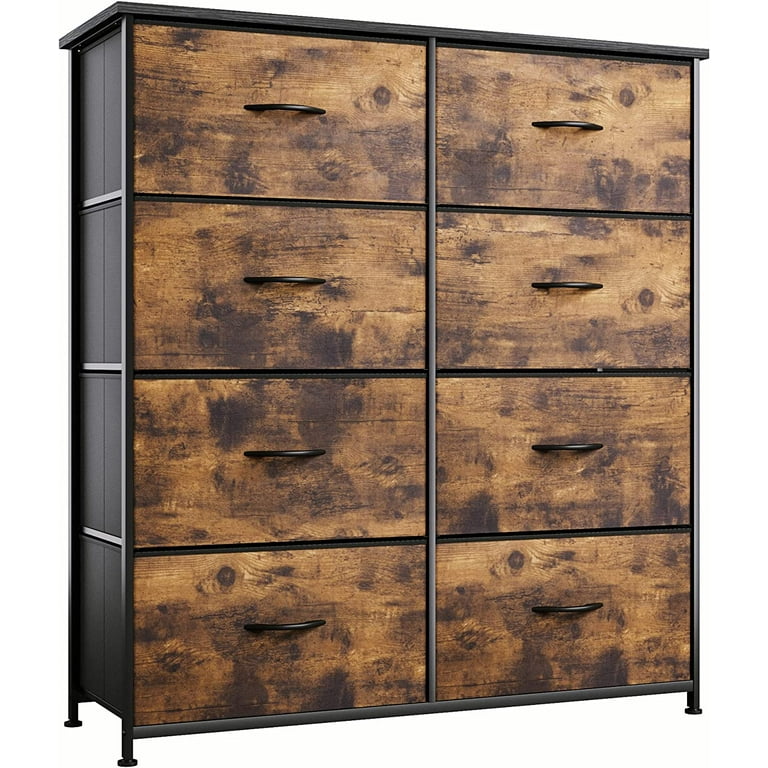 WAYTRIM Dresser for Bedroom, 8 Drawer Storage Organizer Tall Wide Dresser,  for Closet, Living Room, Hallway, Dormitory, Sturdy Steel Frame, Wooden Top