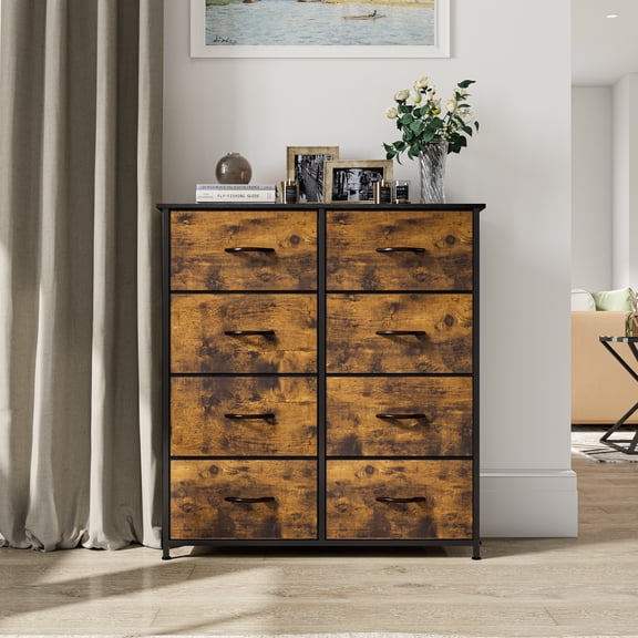 ​DEXTRUS 8-Drawer Fabric Dresser for Adults, Storage Tower Cabinet for Bedroom & Hallway, Brown