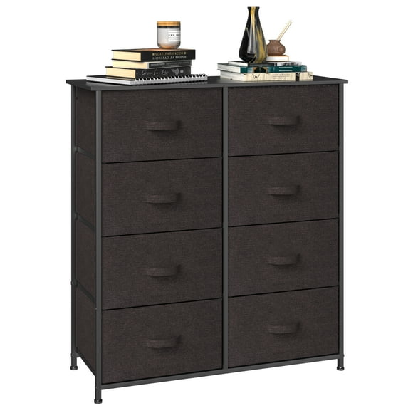 Dextrus 8 Drawers Dresser Bedroom Fabric Bins Organizer High Storage Chest Tower, Espresso Brown