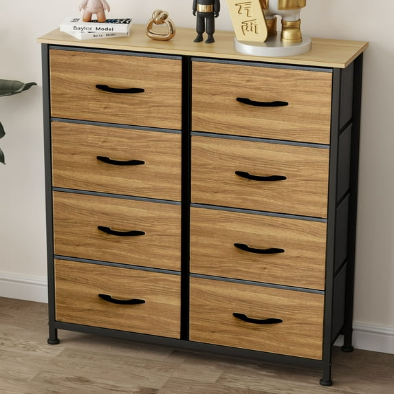 DEXTRUS 8-Drawers Farbric Dresser - Fabric Storage Tower, Organizer Unit for Adult for Bedroom, Living Room, Hallway,, Burlywood Grain