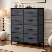 Dextrus 8 Drawers Tall Dresser for Bedroom, Storage Tower with Fabric Bins, Chest of Drawers