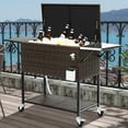 thumbnail image 1 of Dextrus 80 Quart Outdoor Wicker Rolling Cooler Cart with Bottle Opener Drainage, Portable Beverage Rolling Cart with Tray on Wheels, Rattan-Brown, 1 of 5