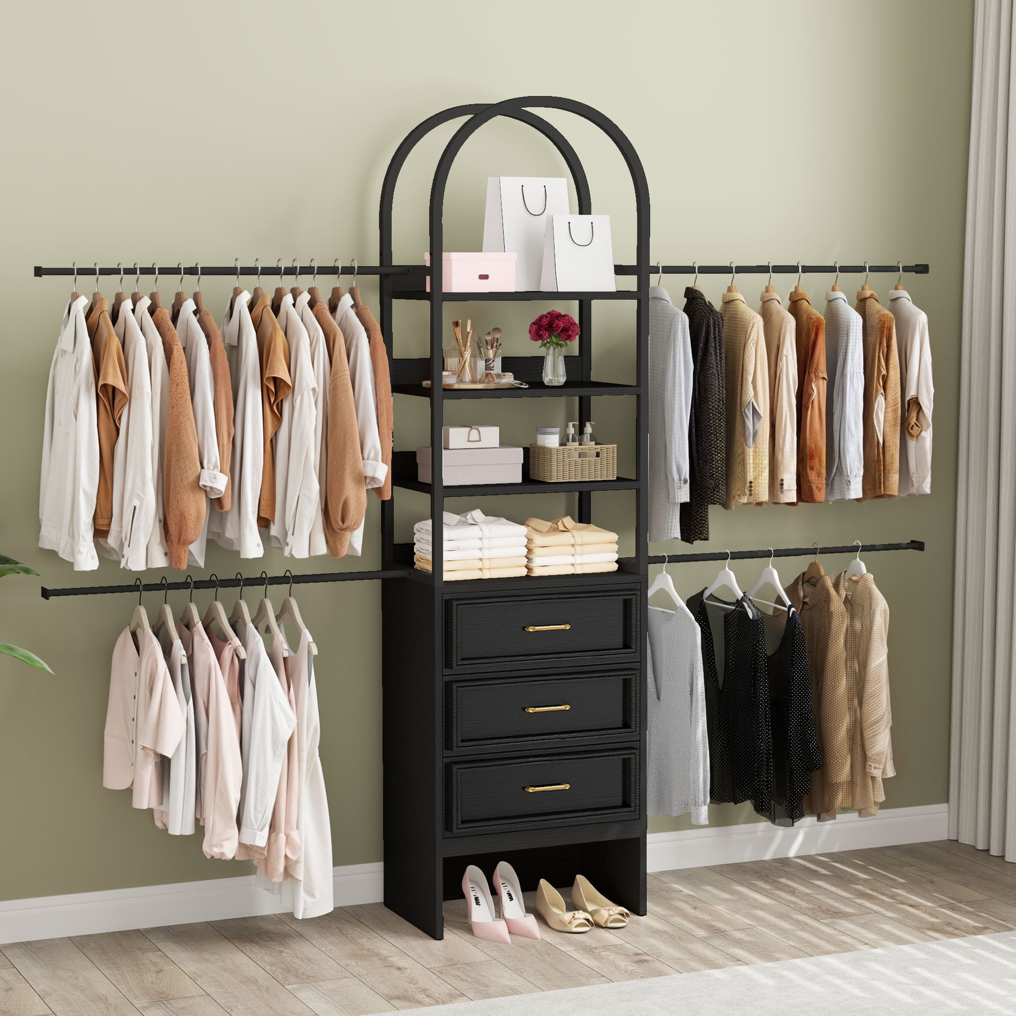 Dextrus 83 Inches Closet System, Walk-In Closet Organizer with 4 ...