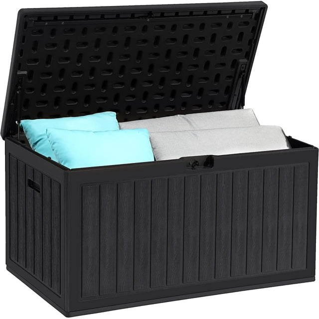 Dextrus 86 Gallon Large Deck Box, DoubleWall Resin Outdoor Storage