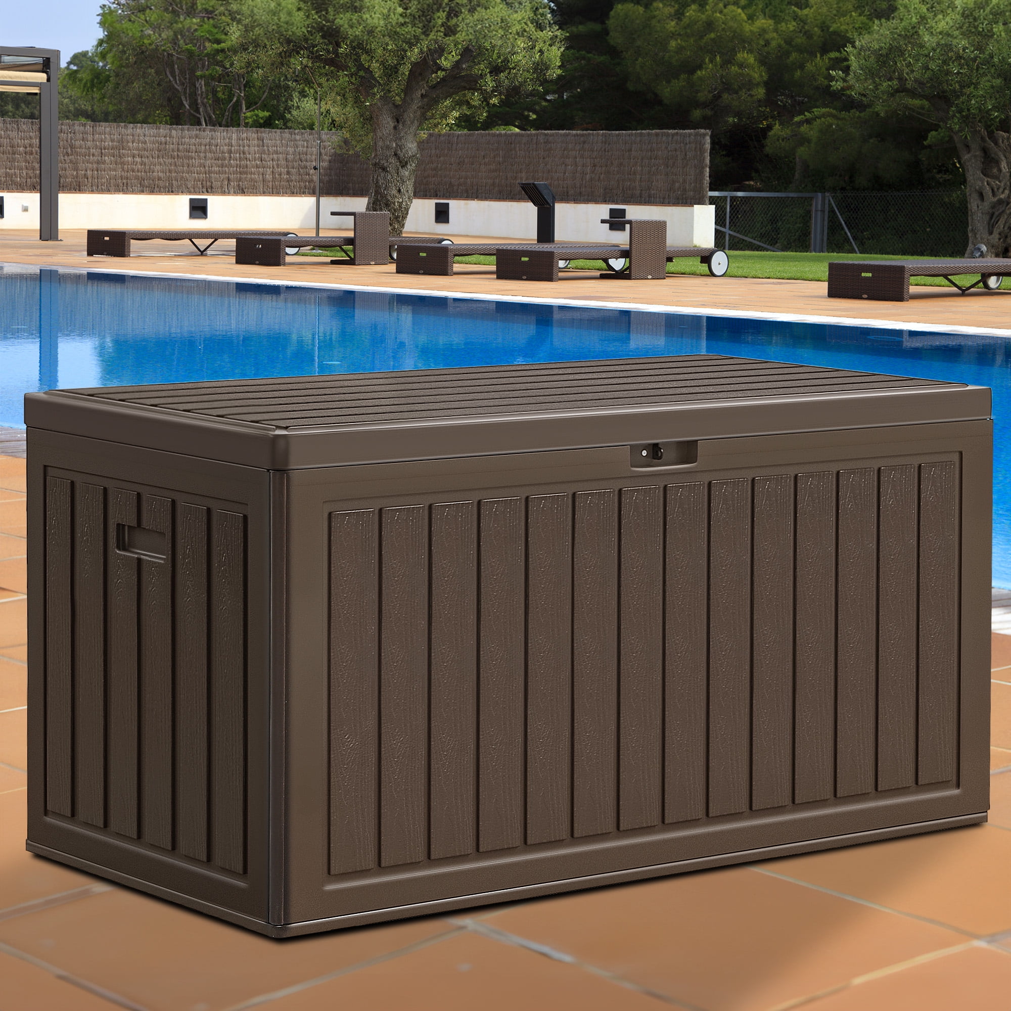 Dextrus 86 Gallon Large Deck Box, DoubleWall Resin Outdoor Storage