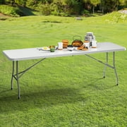 Dextrus 8FT Folding Tables, Heavy Duty Folding Table with Carrying Handle, Plastic Fold up Table for Outdoor Camping Picnic Parties/Indoor Events, White