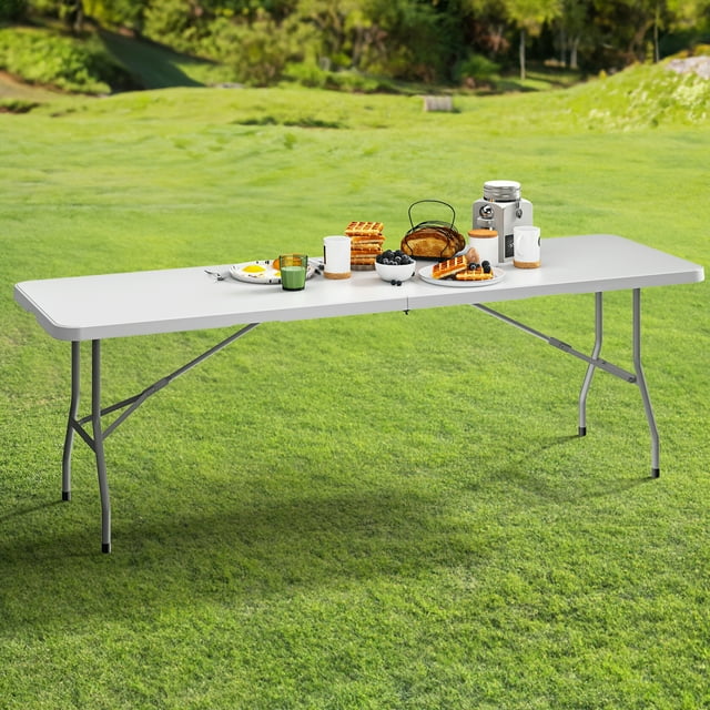 Dextrus 8FT Folding Tables, Heavy Duty Folding Table with Carrying