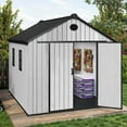 thumbnail image 1 of Dextrus 8x10 FT Resin Storage Shed with Floor, Lockable Doors, 2 Vents & 2 Windows for Outdoors, Gray, 1 of 9