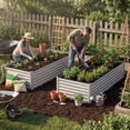 thumbnail image 1 of Dextrus 8x4x2ft Galvanized Metal Raised Garden Bed with Gloves, Support Rod & Rubber Edge for Outdoor Plants Veggies, Silver, 1 of 6