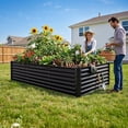 thumbnail image 1 of Dextrus 8x4x3ft Galvanized Metal Raised Garden Bed with Gloves, Support Rod & Rubber Edge for Outdoor Plants Veggies, Black, 1 of 6