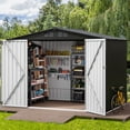 thumbnail image 1 of Dextrus 8x6 FT Outdoor Storage Shed with Lockable Doors & Air Vent, Large Metal Tool Sheds House for Backyard Patio to Store Bikes, Tools,Dark Gray, 1 of 5