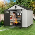 thumbnail image 1 of Dextrus 8x8ft Outdoor Resin Storage Shed with Floor, 427cuft Garden Shed with Lockable Door, Windows & Vents, Plastic Tool Storage, Waterproof, 1 of 5