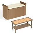 Dextrus 90 Gallon Wicker Storage Bench with Coffee Table and Cushion