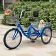 thumbnail image 1 of Dextrus Adult 24" 7 Speed Adjustable Seat Tricycle with Front & Rear Basket, Blue, 1 of 8