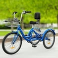 thumbnail image 1 of Dextrus Adult Tricycle, 26 Inch 3 Wheel Bikes, 7 Speed Trike Bike with Shimano Shifting for Adults with Removable Baskets, Cruiser Bike for Seniors Women Men Shopping Picnic Outdoor Sports, Blue, 1 of 6