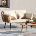 thumbnail image 1 of Dextrus All-Weather Wicker Loveseat with Soft Cushion, 2-Seat Rattan Sofa for Patio Furniture Set - Beige, 1 of 10