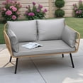 thumbnail image 1 of Dextrus All-Weather Wicker Loveseat with Soft Cushion, 2-Seat Rattan Sofa for Patio Furniture Set - Gray, 1 of 10