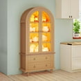 thumbnail image 1 of Dextrus Arched Kitchen Cabinet with LED Lights, 4 Shelves & 2 Drawers for Kitchen/Dining, Oak Color, 1 of 10