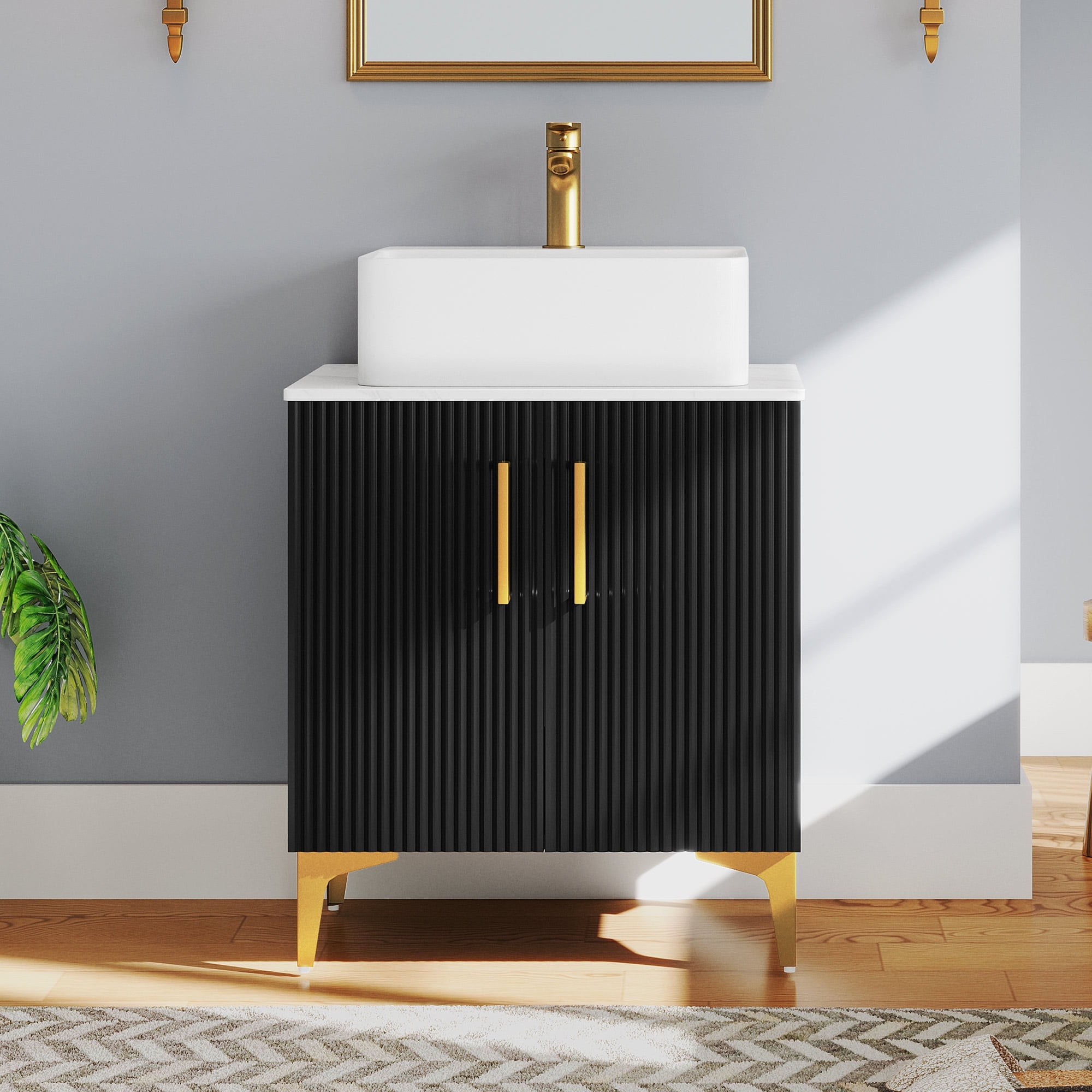 Dextrus Bathroom Vanity with Countertop Sink Combo 24 Inch, Modern ...