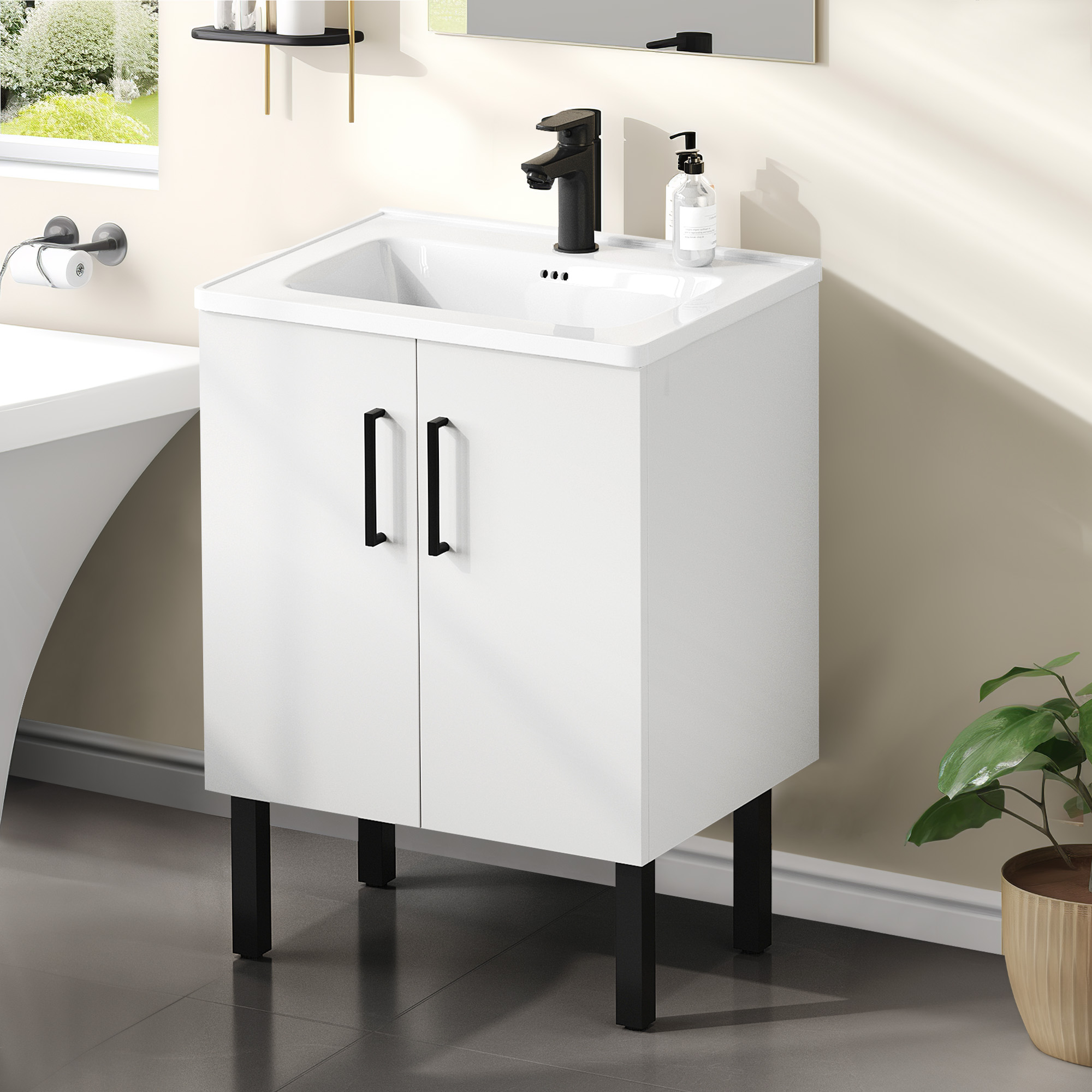 UBesGoo Under Sink Storage Bathroom Vanity with 2 Doors Traditional