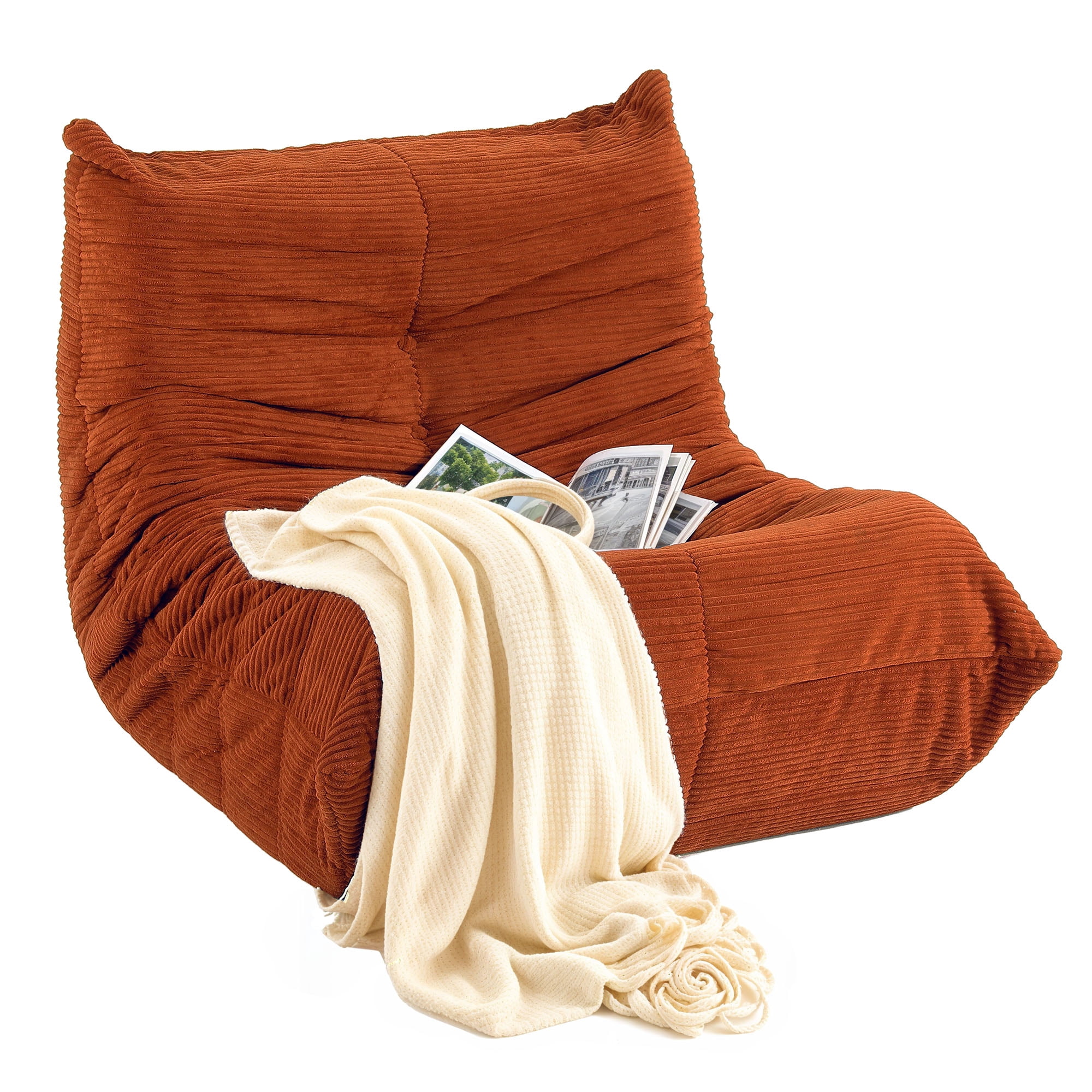 Dextrus Bean Bag Chair for Adults, Upholstered Floor Sofa,  Memory Foam Lazy Floor Sofa Couch,Brown