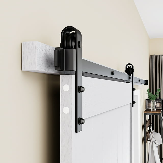 Dextrus Black Steel Single Door Barn Door Hardware Kit Standard Single