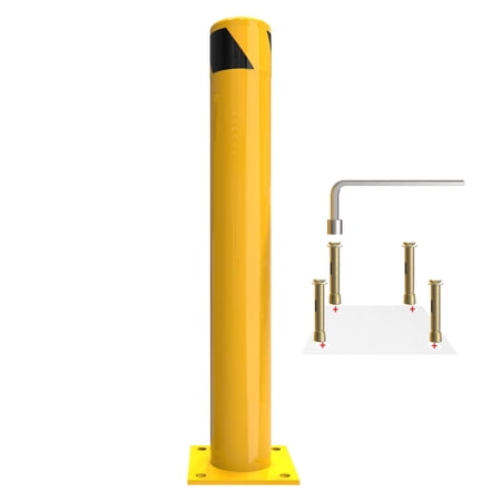 Dextrus Bollard, 36" Bollard Post, Safety Bollards for Warehouse, Yellow, 1PACK