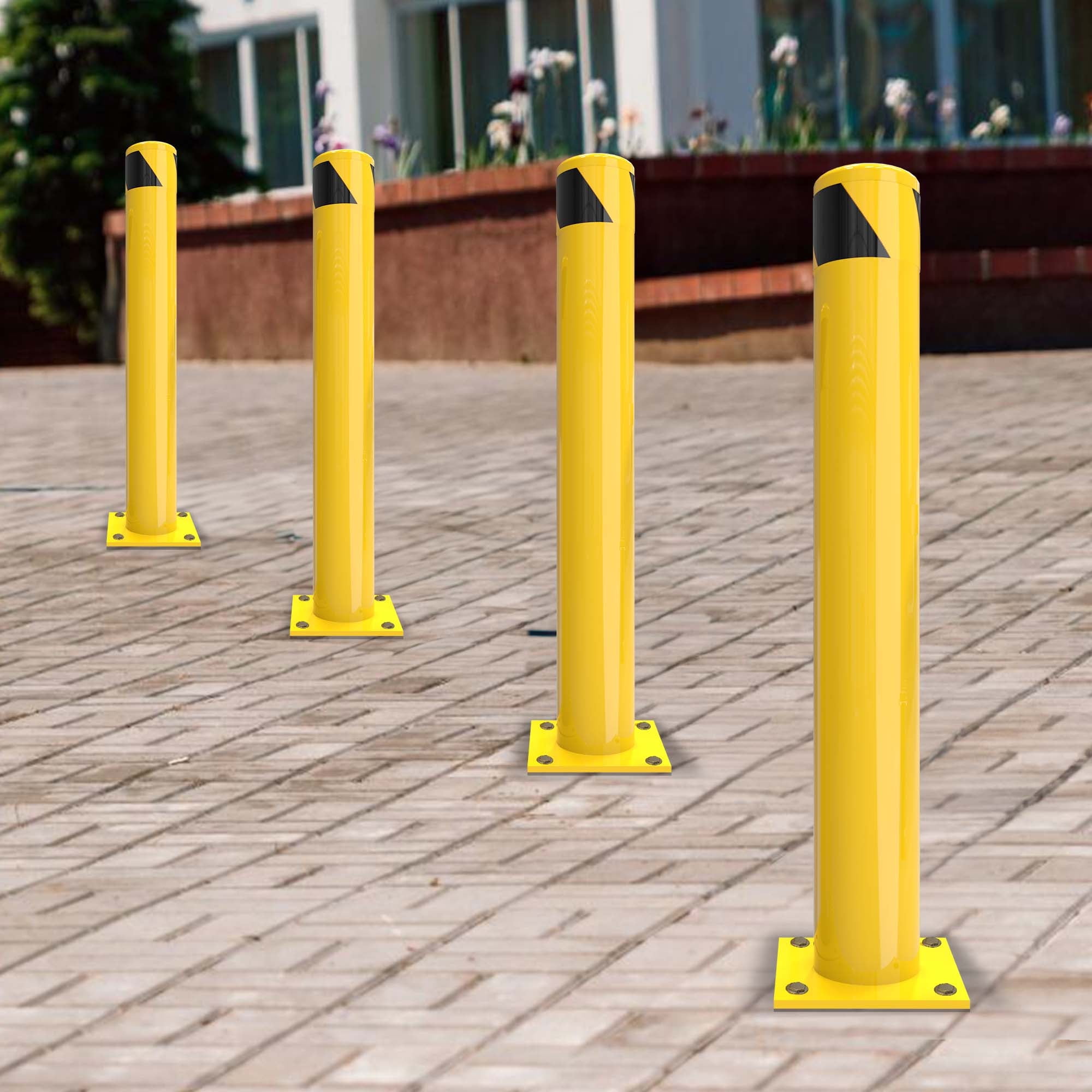 Dextrus Bollard, 36" Bollard Post, Safety Bollards for Warehouse, Yellow, 4PACK