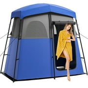 Dextrus Camping Shower Tent,2 Room Shower Tent for Camping Extra Wide Outdoor Shower Tent,Privacy Tent for Portable Toilet/Bathroom/Dressing Changing Room, Gray+Blue