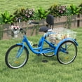 thumbnail image 1 of Dextrus Carbon Steel 3-Wheel Bikes with Shimano Shifting & Removable Baskets for Adults, Royal Blue, 1 of 9