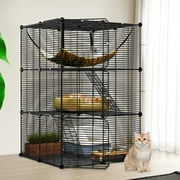 Dextrus Cat Cage Cat Enclosures Cat Kennel with Extra Large Hammock for 1-2 Cats, Ferret, Chinchilla, Rabbit, Small Animals