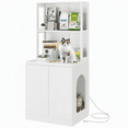 thumbnail image 1 of Dextrus Cat Litter Box Enclosure with Charging Station, Hidden Cat Furniture for Living Room, White, 1 of 5