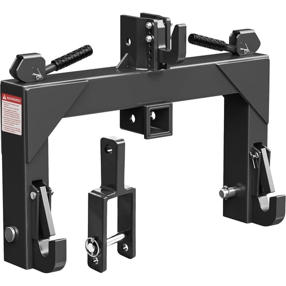Dextrus Category 1 Tractor 3 Point Quick Hitch, 3000 LBS Heavy Duty 3-Point Hitch Adapter with 5-Position Adjustable Hook & 2 Inch Trailer Receiver, Black