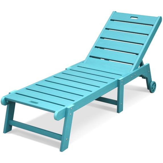 Dextrus Chaise Outdoor Indoor Lounge Chairs With Wheels, Recliner Chair Adjustable Backrest, Multi-Functional Patio Loungers, Waterproof Poolside Chaise Lounge with 400lbs Capacity - Blue