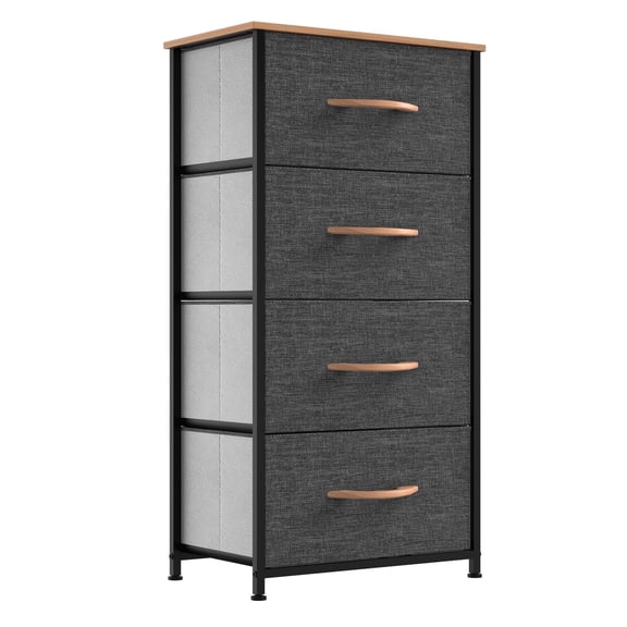 Dextrus Chest 4 Drawers Bedside Dresser Furniture Organizer for Bedroom Office, Dark Gray
